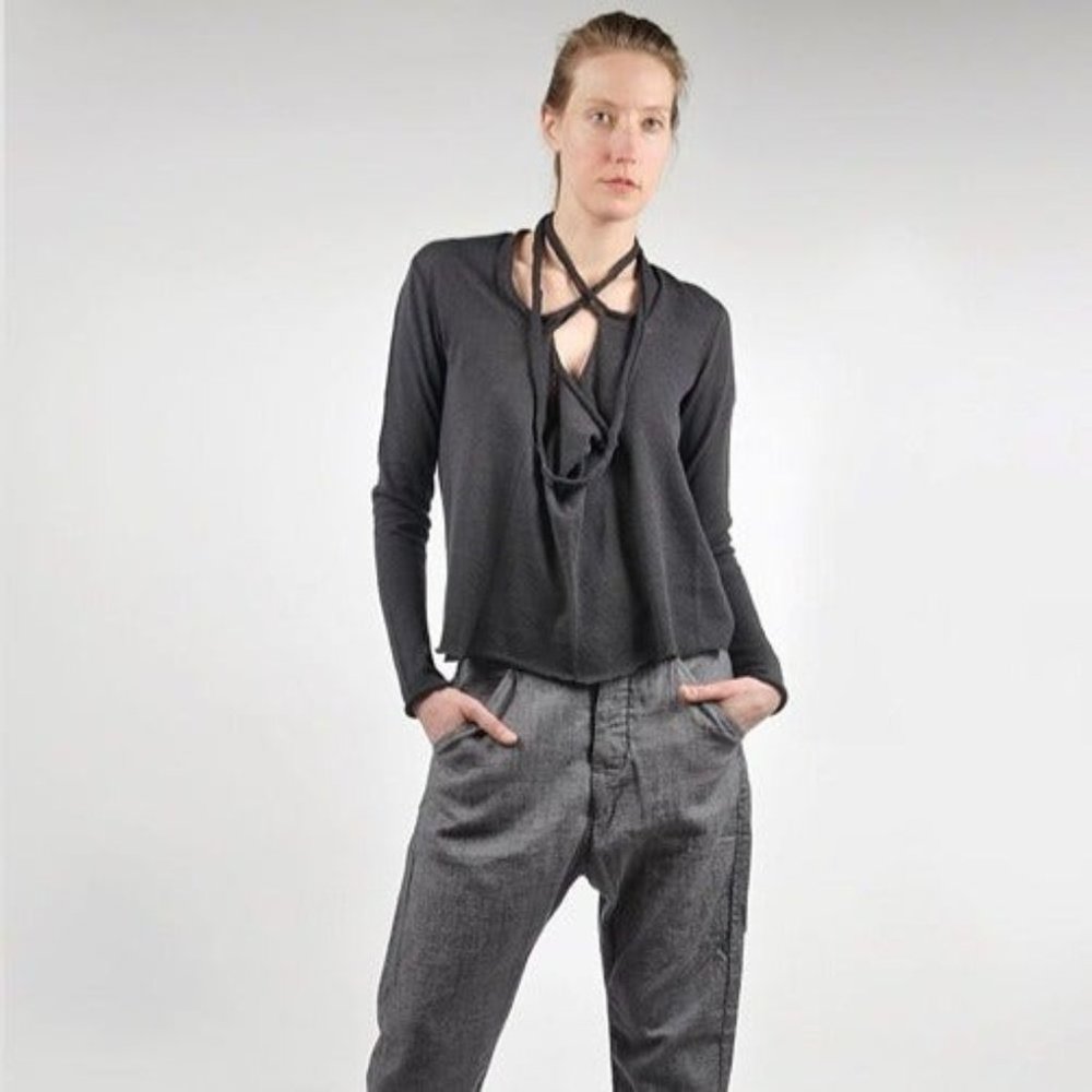 Hannes Roether Humbel Desert Core Linen Sweater Gray Sm $325